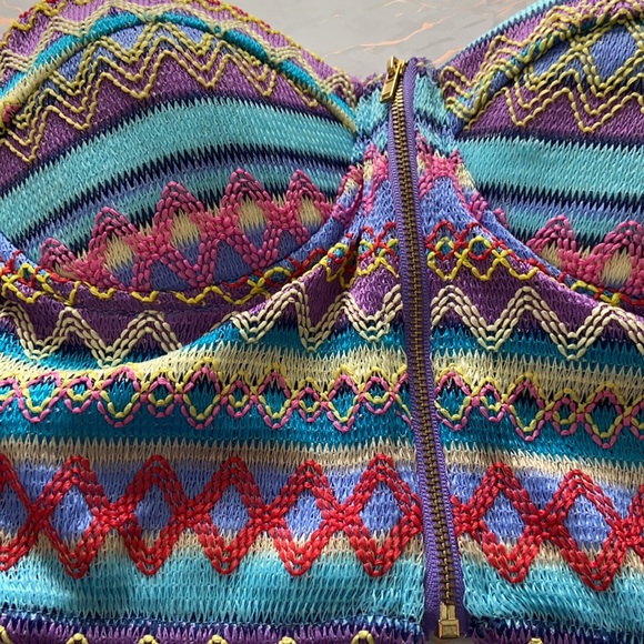 Reverse Neon Bohemian Patterned Bandeau Crop Tube Top - Picture 4 of 7